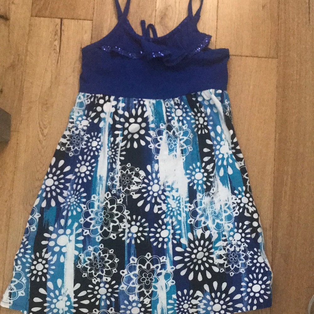 Justice blue and white girls dress